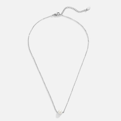 Silver Single Pearl Floating Pendant – FIORENE