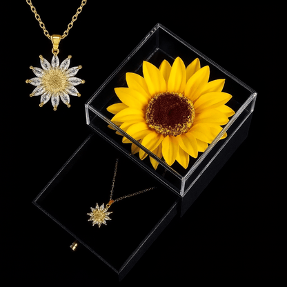 Sunflower Crystal Necklace & Sunflower Box – FIORENE