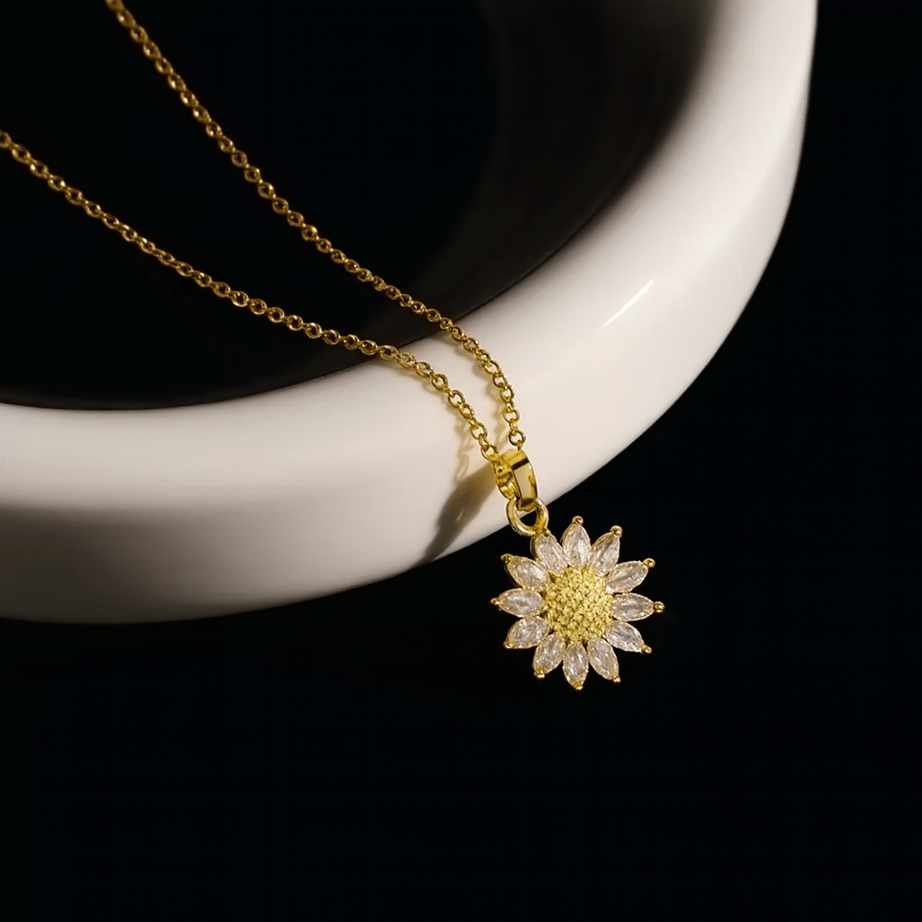 Sunflower Crystal Necklace & Sunflower Box – FIORENE