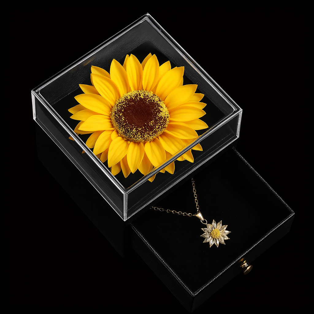 Sunflower Crystal Necklace & Sunflower Box – FIORENE