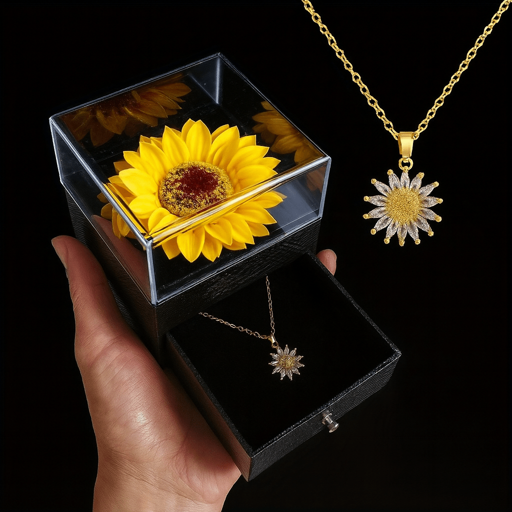 Sunflower Crystal Necklace & Sunflower Box – FIORENE