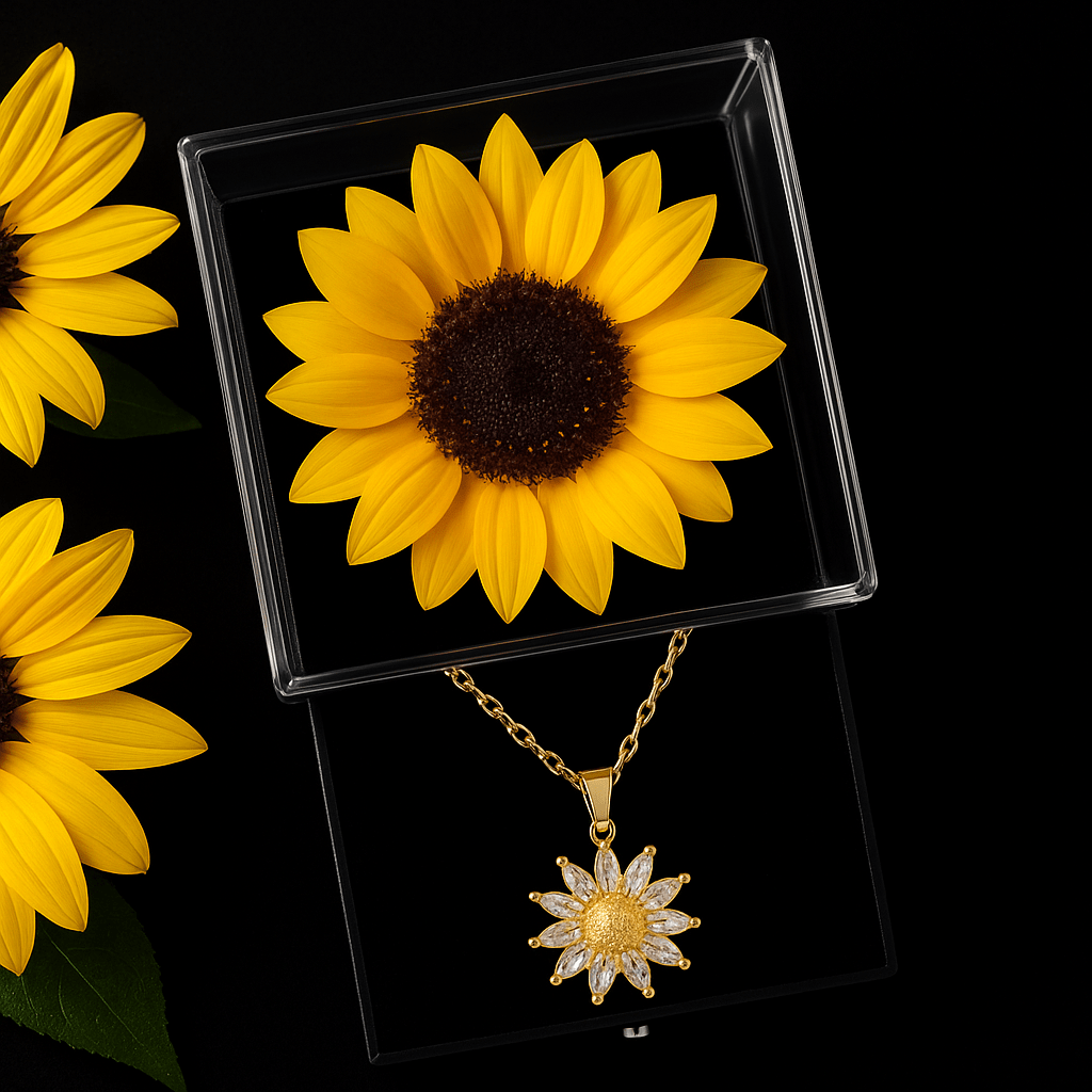 Sunflower Crystal Necklace & Sunflower Box – FIORENE