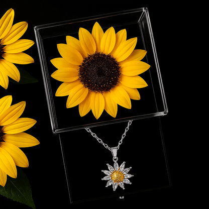 Sunflower Crystal Necklace & Sunflower Box – FIORENE