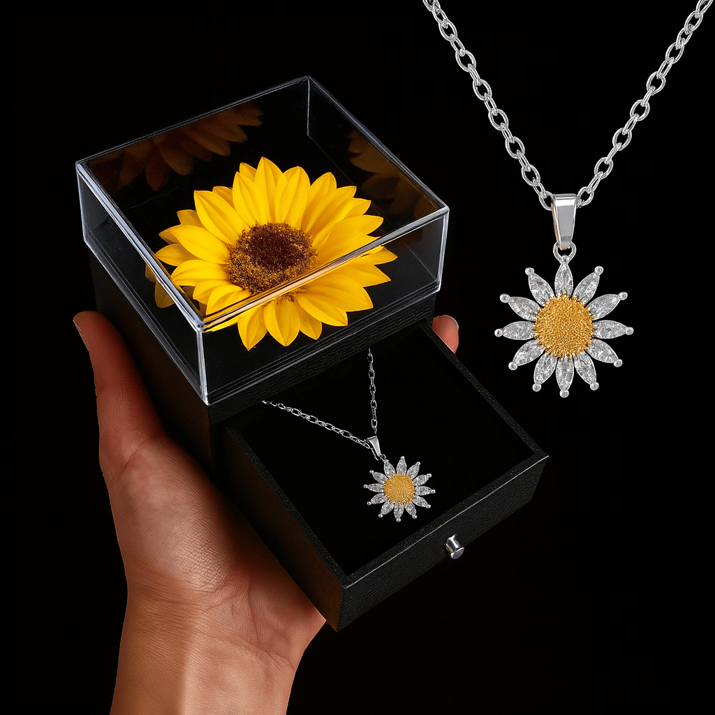 Sunflower Crystal Necklace & Sunflower Box – FIORENE