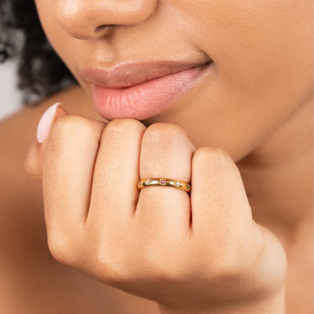 Golden Celestial Gemstone Ring – FIORENE