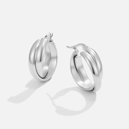 Silver Intertwined Double-Hoop Earrings – FIORENE