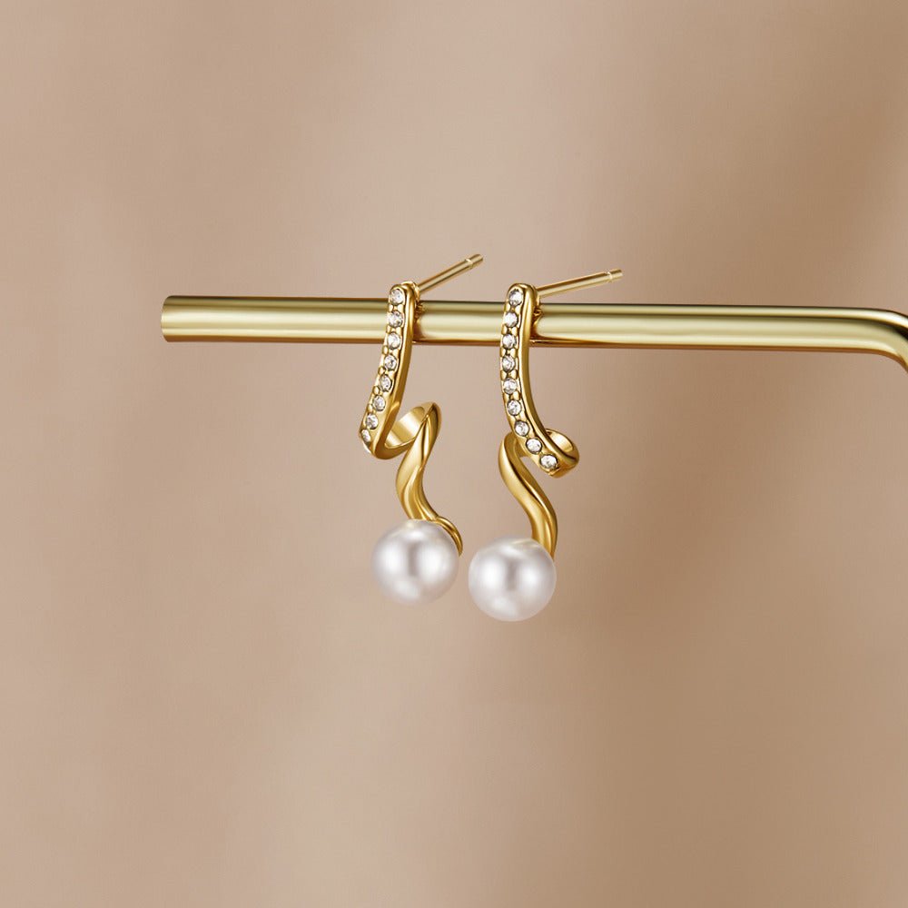 Gilded Ribbon Pearl Earring – FIORENE