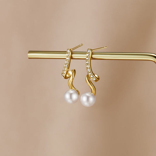 Gilded Ribbon Pearl Earring – FIORENE