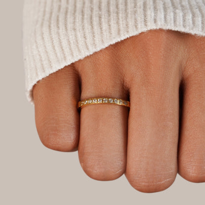 Golden Half-Eternity Sparkle Ring – FIORENE