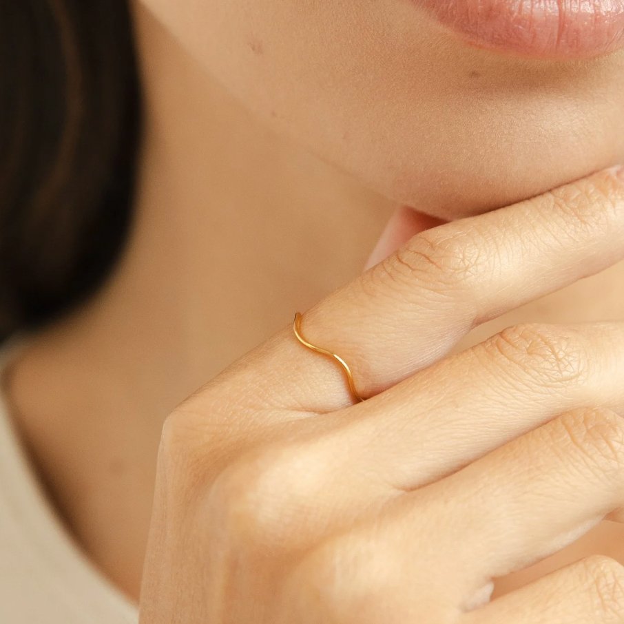 Iconic Golden Rippled Stackable Ring – FIORENE