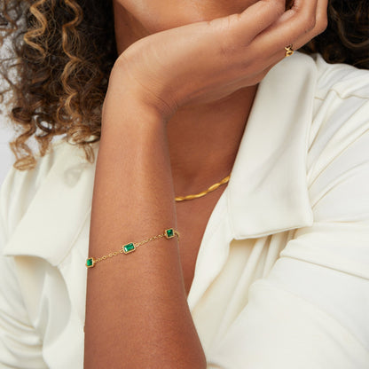 Emerald Radiant Station Bracelet – FIORENE