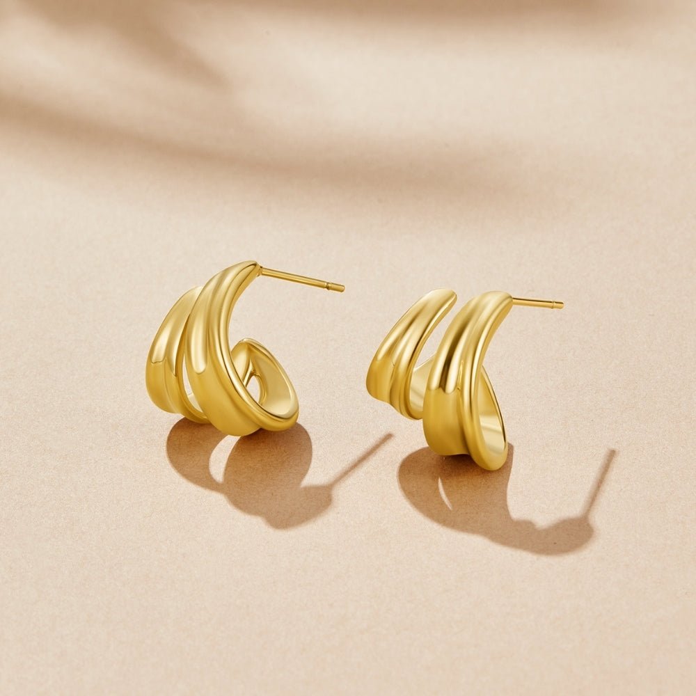 Sculpted Triple Band Earring – FIORENE