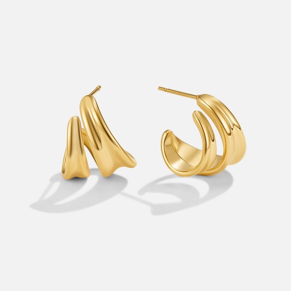 Sculpted Triple Band Earring – FIORENE