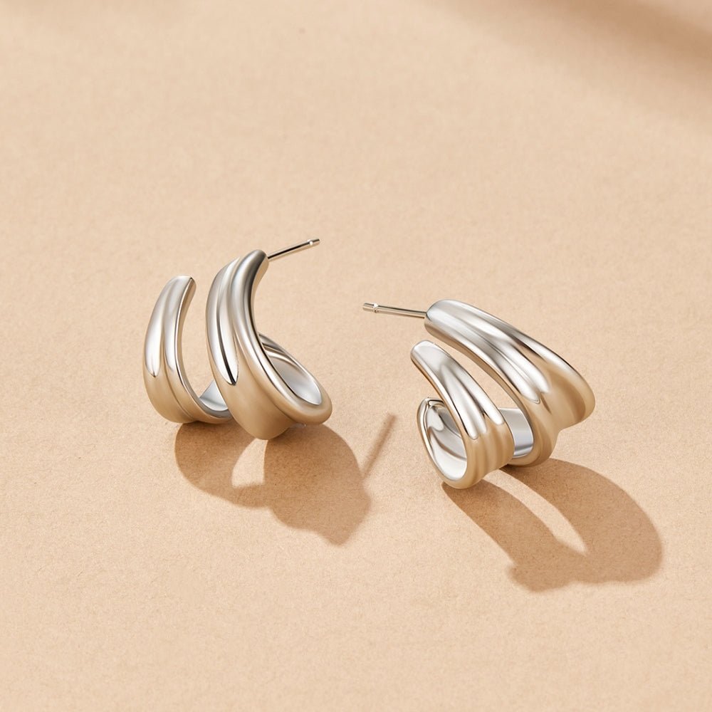 Triple Fusion Silver Earring – FIORENE