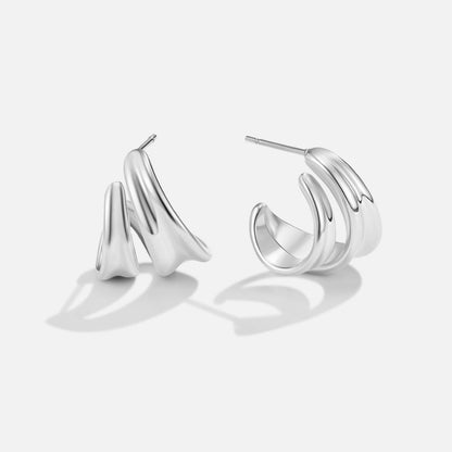 Triple Fusion Silver Earring – FIORENE