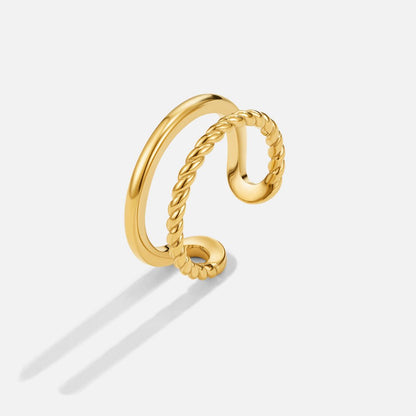 Golden Twisted Duo Ring – FIORENE