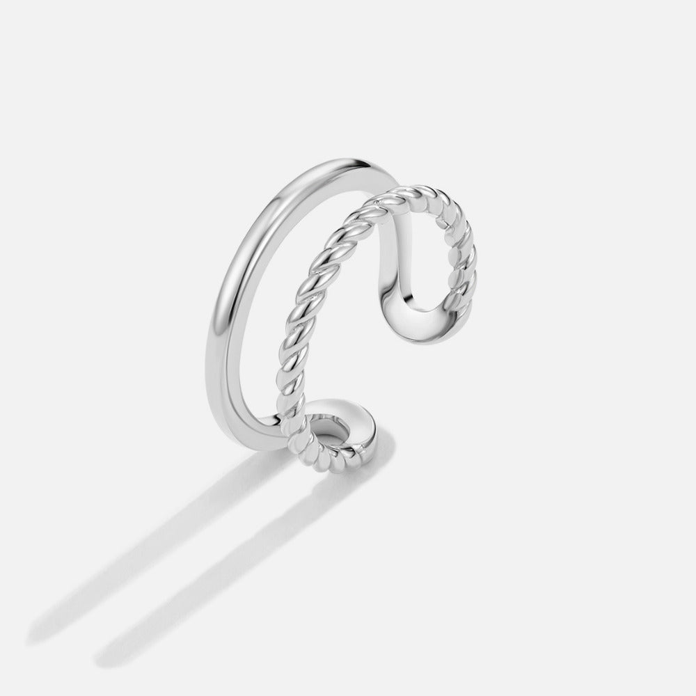 Silver Twisted Duo Ring – FIORENE