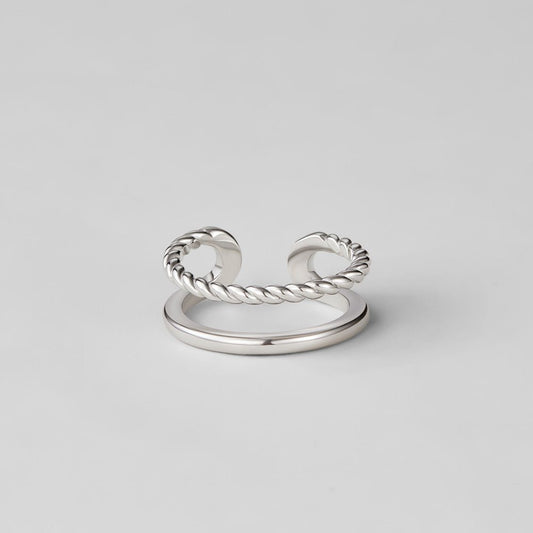 Silver Twisted Duo Ring – FIORENE