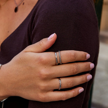 Silver Twisted Duo Ring – FIORENE