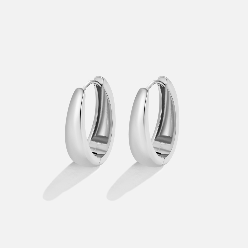 Noble Polished Silver Earrings – FIORENE