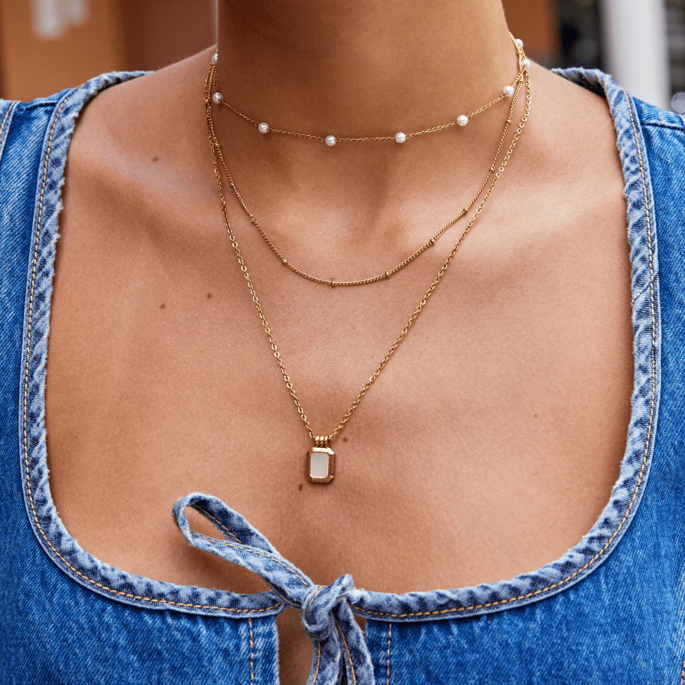 Luminous Rectangular Pearl Necklace – FIORENE