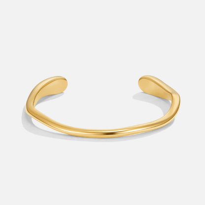 Golden Sculpted Open Bracelet – FIORENE