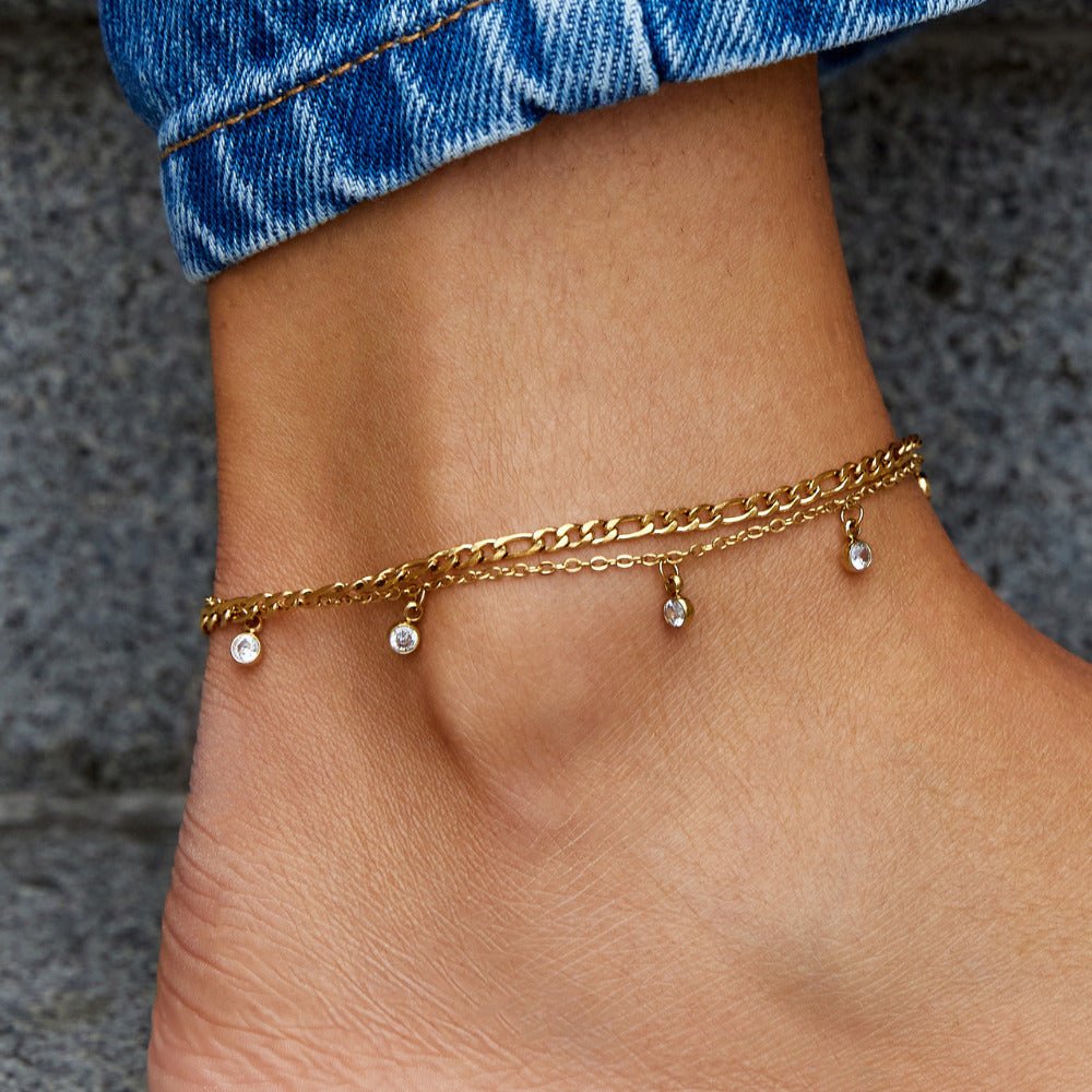 Crystal Dew Drop Anklet – FIORENE