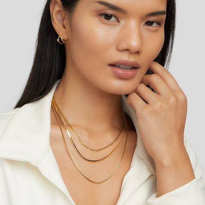 Triple-Strand Herringbone & Figaro Necklace – FIORENE