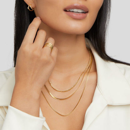 Triple-Strand Herringbone & Figaro Necklace – FIORENE