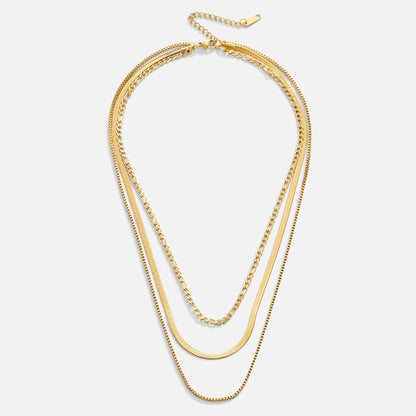 Triple-Strand Herringbone & Figaro Necklace – FIORENE