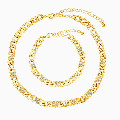 Lunetta Pavé Heart Chain Set – FIORENE