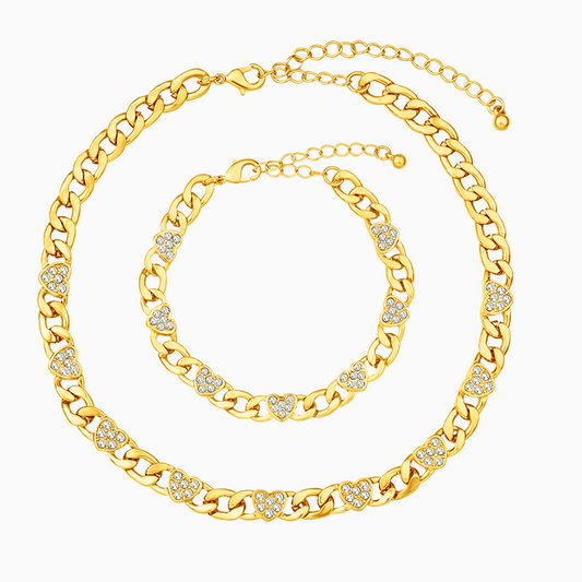 Lunetta Pavé Heart Chain Set – FIORENE