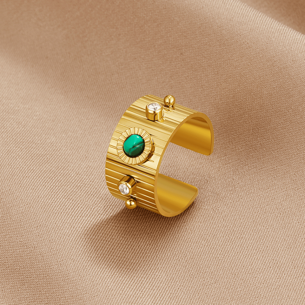 Bohemian Malachite Band Ring – FIORENE