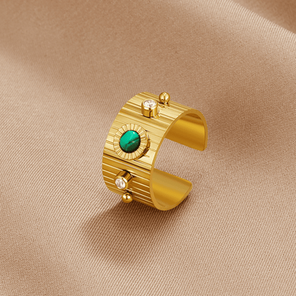 Bohemian Malachite Band Ring – FIORENE