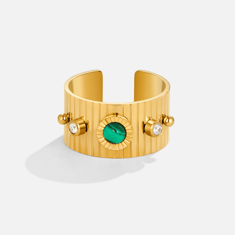 Bohemian Malachite Band Ring – FIORENE