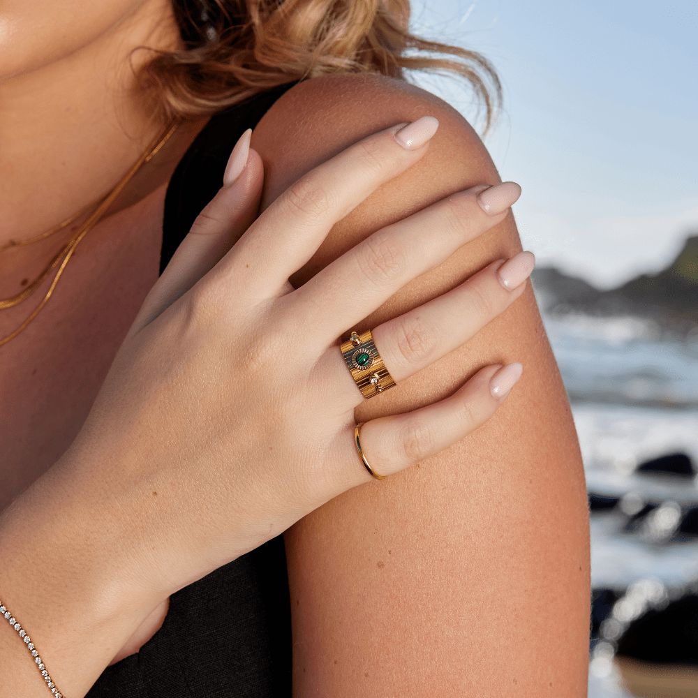 Bohemian Malachite Band Ring – FIORENE