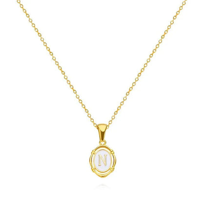 Mother-of-Pearl Initial Necklace – FIORENE