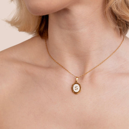 Mother-of-Pearl Initial Necklace – FIORENE