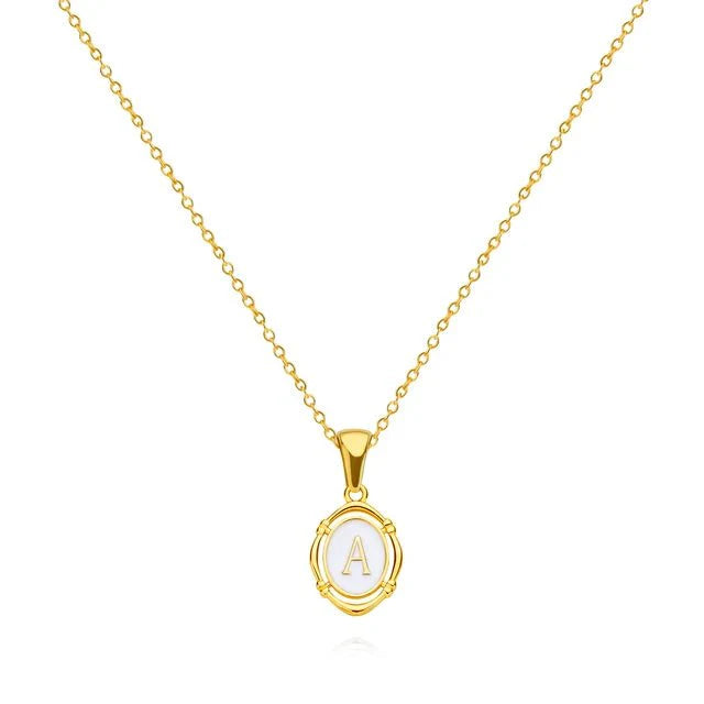 Mother-of-Pearl Initial Necklace – FIORENE