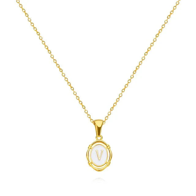 Mother-of-Pearl Initial Necklace – FIORENE