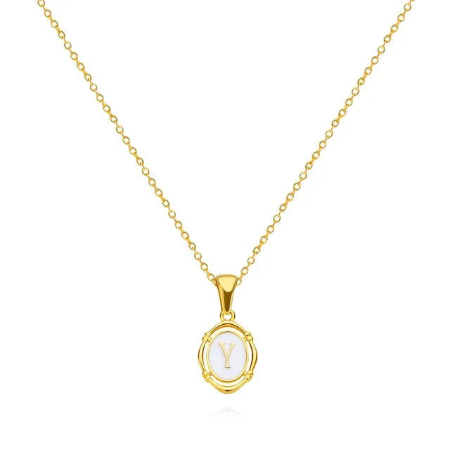 Mother-of-Pearl Initial Necklace – FIORENE