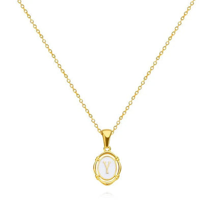Mother-of-Pearl Initial Necklace – FIORENE