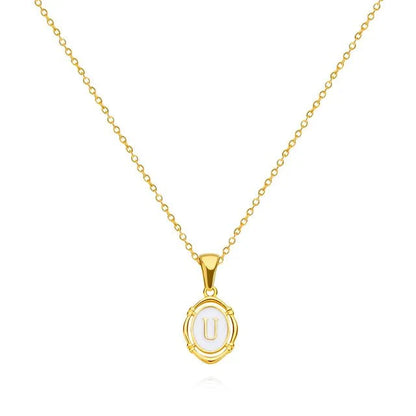 Mother-of-Pearl Initial Necklace – FIORENE