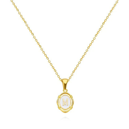 Mother-of-Pearl Initial Necklace – FIORENE