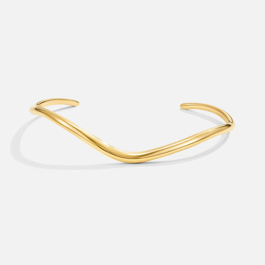 Gilded Wavy Cuff Bracelet – FIORENE