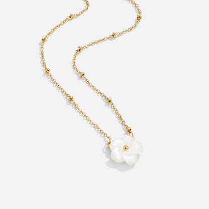 Polished White Shell Clover Necklace – FIORENE