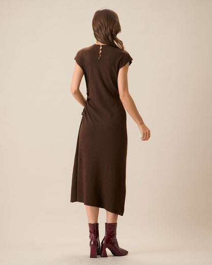 Coffee Bodycon Reversible Sweater Dress