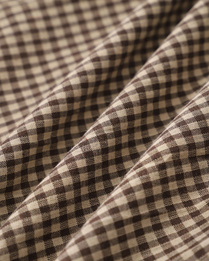 Brown Plaid Button Pleated Midi Dress