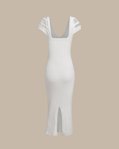 White Crochet Bodycon Sweater Dress
