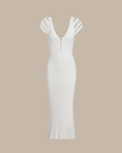 White Crochet Bodycon Sweater Dress